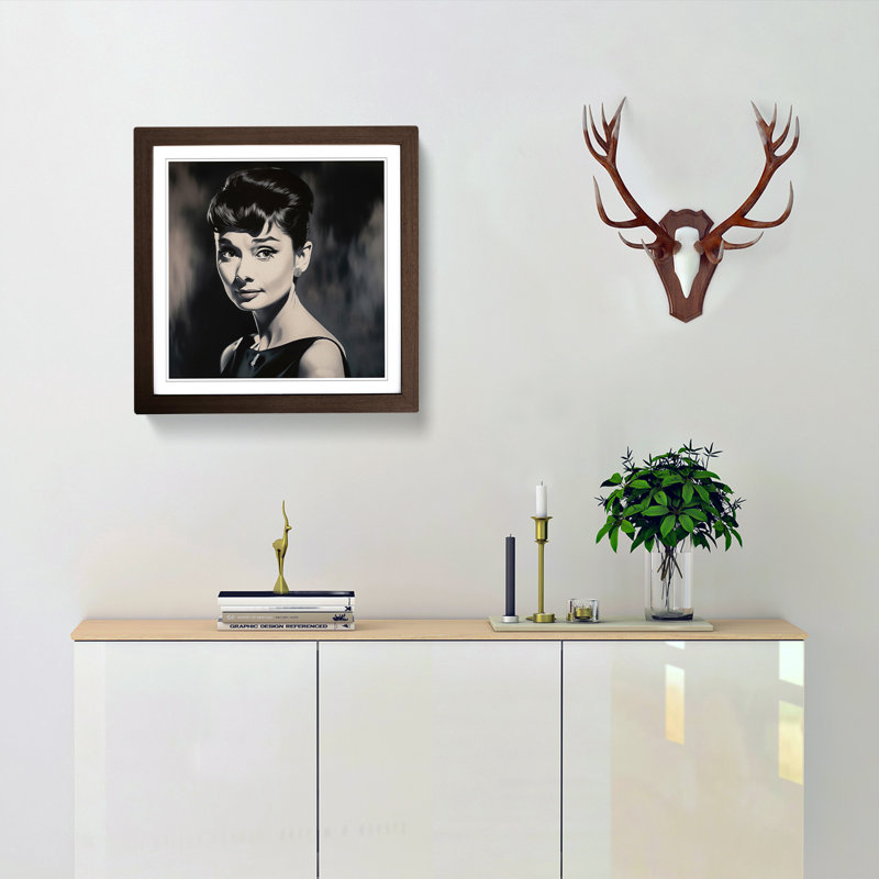 Audrey Hepburn Airbrush - Framed Print, Walnut