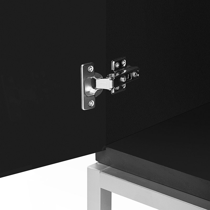 Armoire de rangement simple, armoire d'appoint, armoire à 2 portes avec poignée unique, Noir, noir, noir, noir