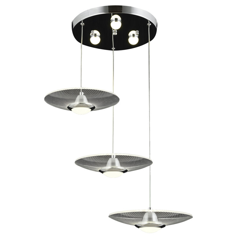 Luminaire suspendu géométrique à 3 lumières DEL