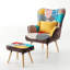 Lula Upholstered Linen With Footstool Wingback Chair