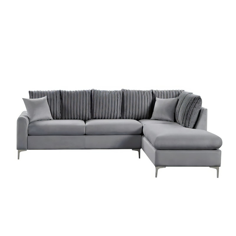 Canapé modulaire en velours Eliana, Velours gris velours