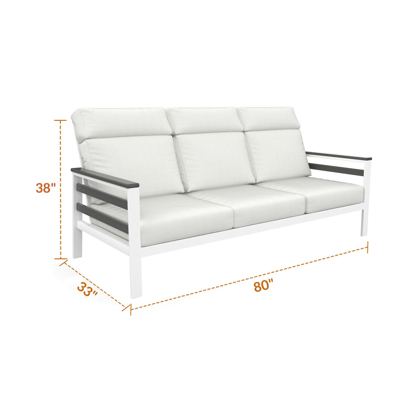 Townsend 80" Sunbrella® Patio Sofa, Gray, Bliss Dew