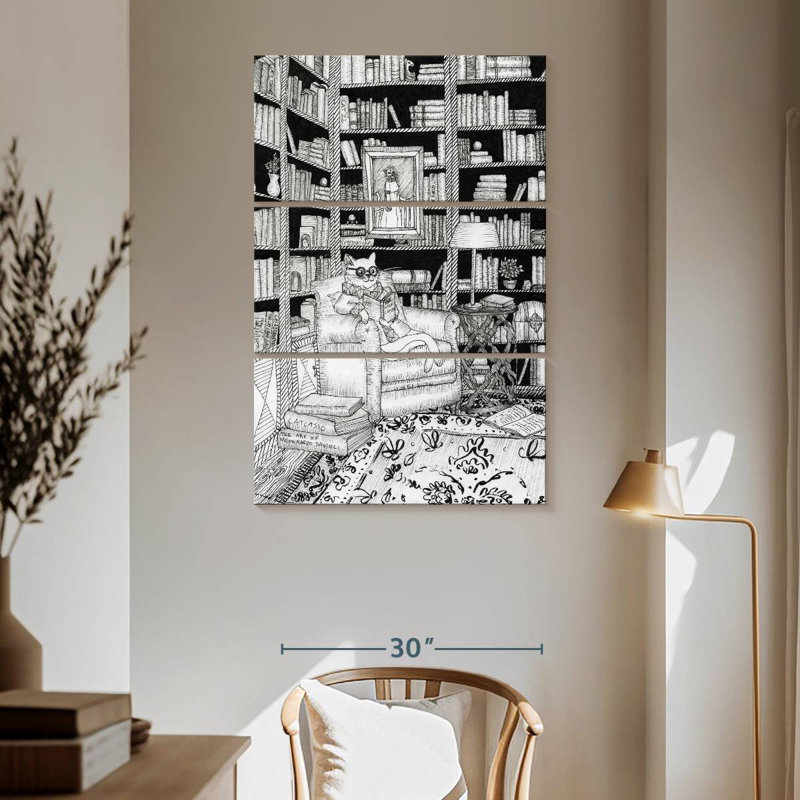 Brampt The Cat's Library, 65" H x 42" W