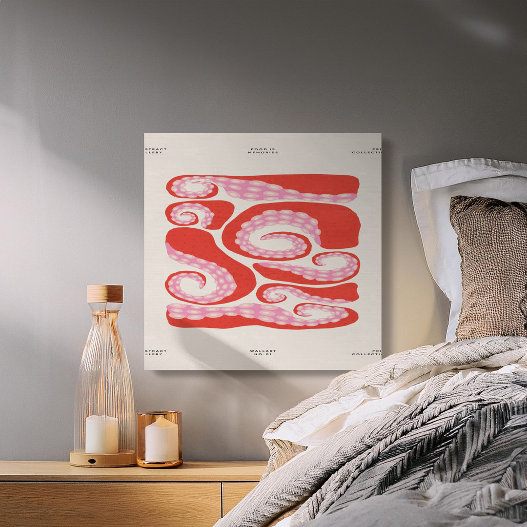 Red Pink Octopus Tentacles Canvas Print