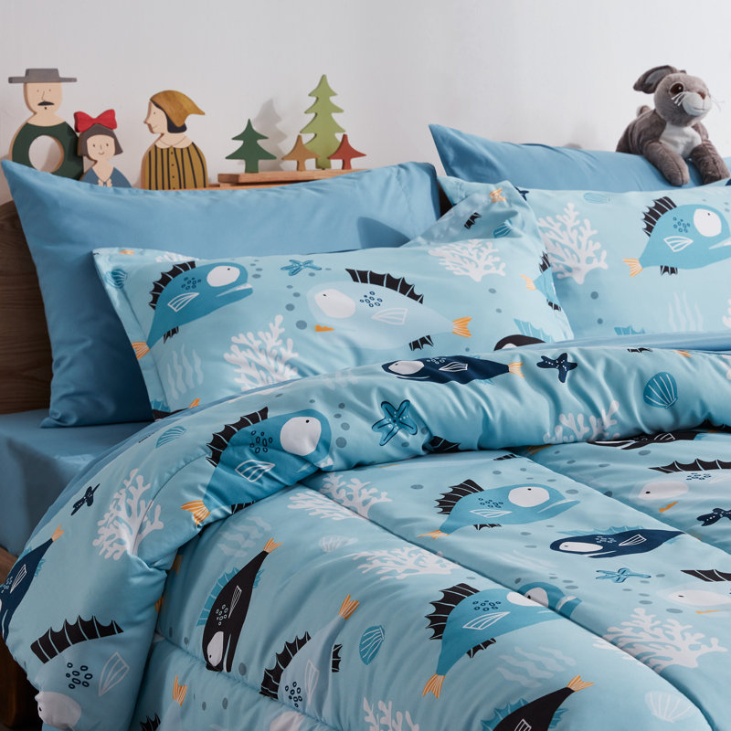 Ensemble de literie pour enfants Space Rocket, Double/Grand, Bébé requin bleu