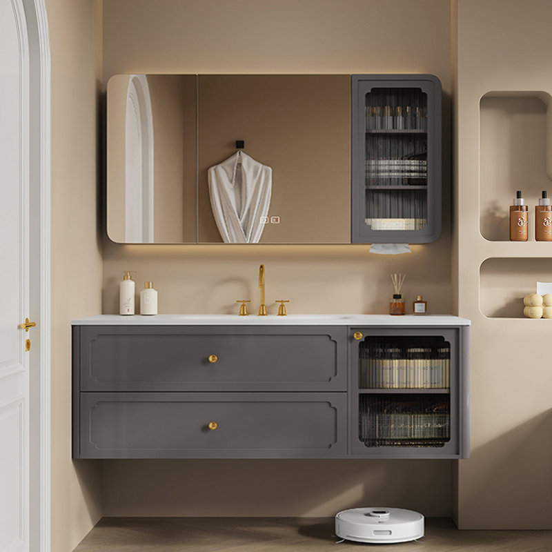 Armoire de salle de bain tendance, H 19,7 po x l 55,1 po x P 21,7 po, Gris