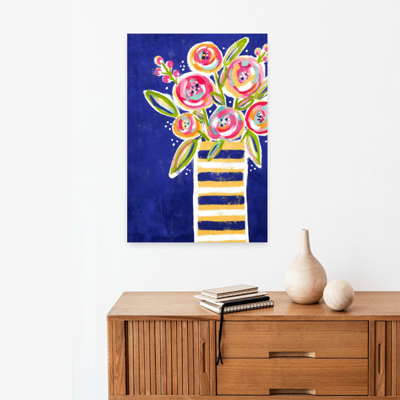 Art mural abstrait rayé, 24" H x 16" W
