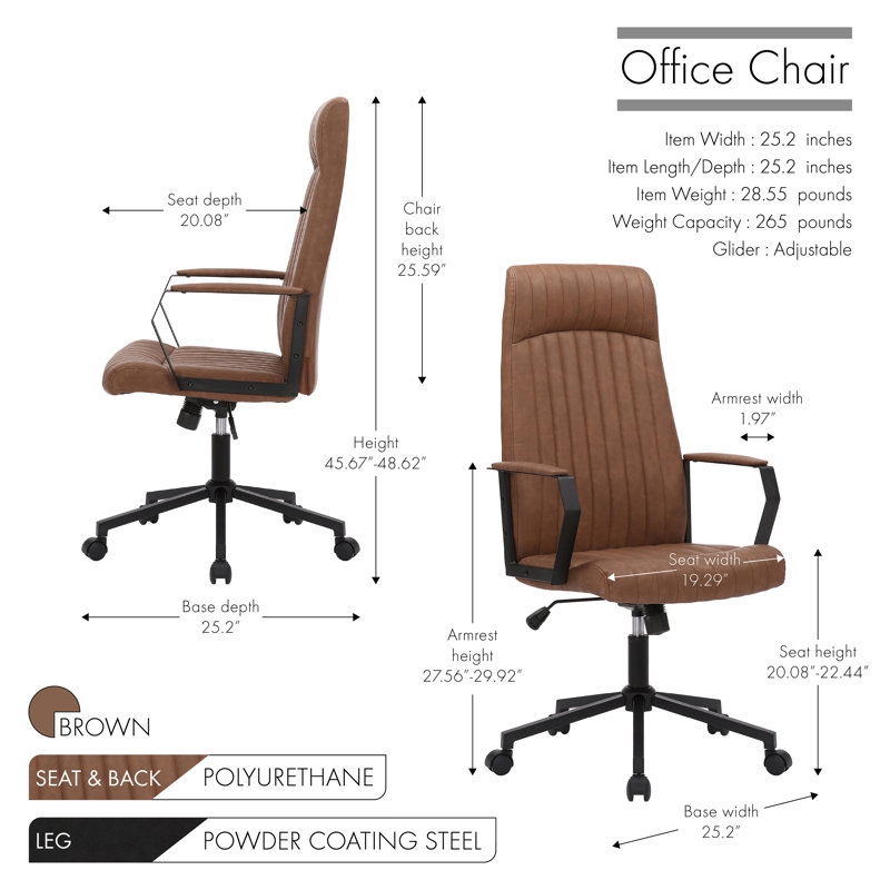Office Chair with Headrest, Brown