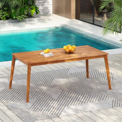 Surface de salle à manger d'extérieur en bois pour les repas - finition naturelle Grace, dimension de 69,82 po de profondeur, 35,13 po de largeur, 29,02 po de hauteur, 52,67 lb, pièce de configuration lourde et sans effort, qualité du grain, profondeur, hauteur, poids