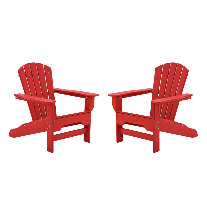 Willene Outdoor Adirondack Set, Bright Red