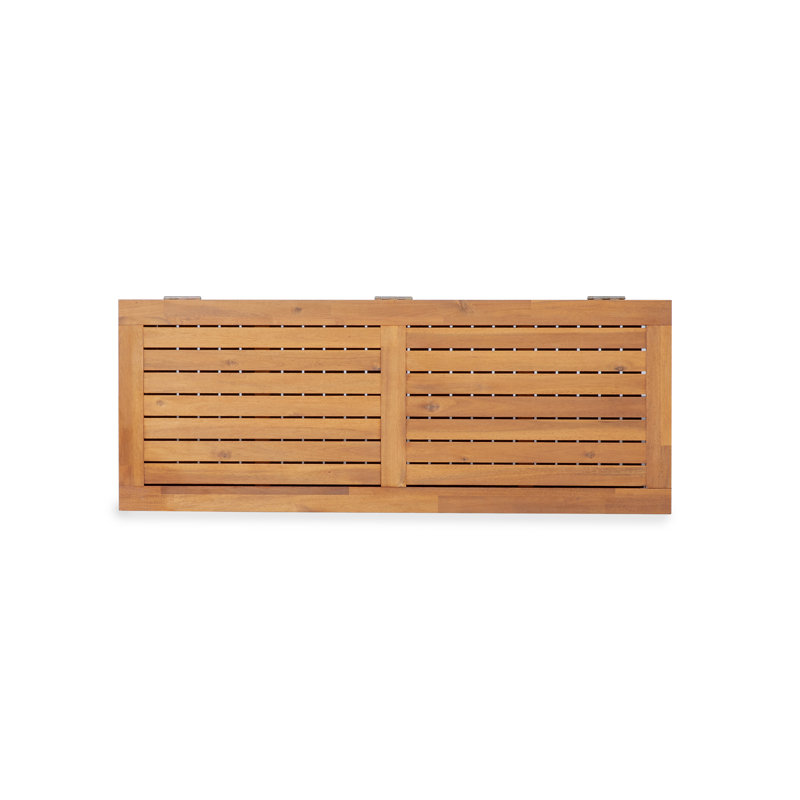 Boîte de rangement à lattes en bois massif pour terrasse