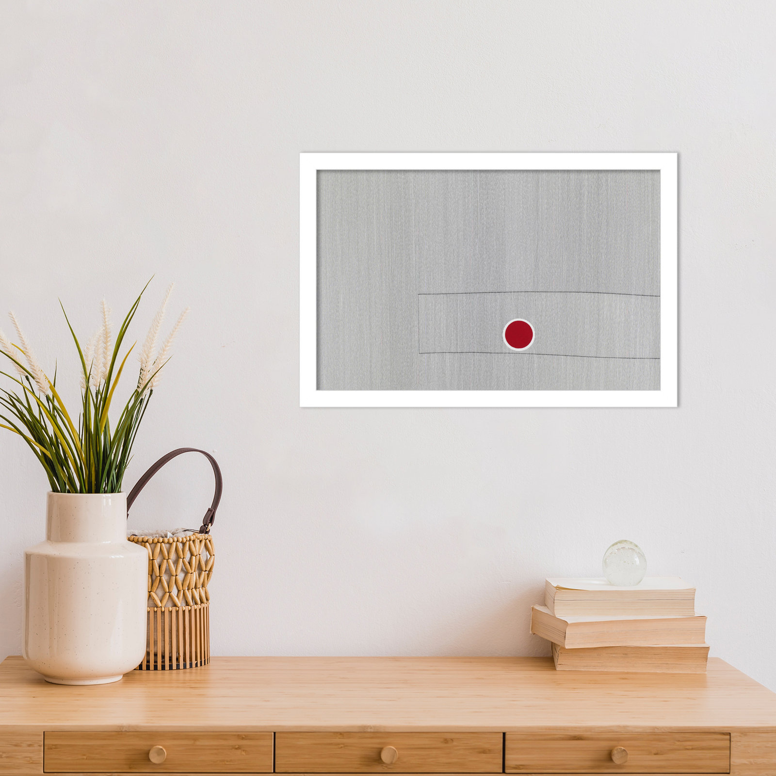 Grey Drawing Fifty Seven by Alex Dunn, White, 12" H x 17" W x 1" D