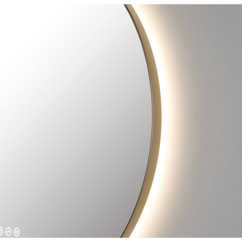 Shell LED Mirror, Gold, Round, 35.43" x 35.43"