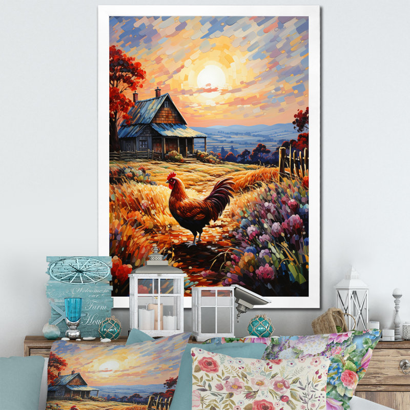 Aylamae Roaster Barnyard Serenade III sur toile, H 20 po x l 12 po x P 1 po, Impression blanche sur toile encadrée