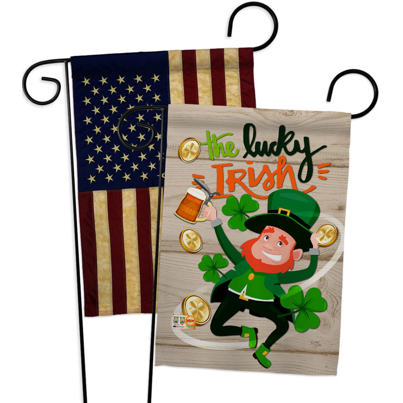 Drapeau de jardin en polyester 18 x 13 po The Lucky Irish
