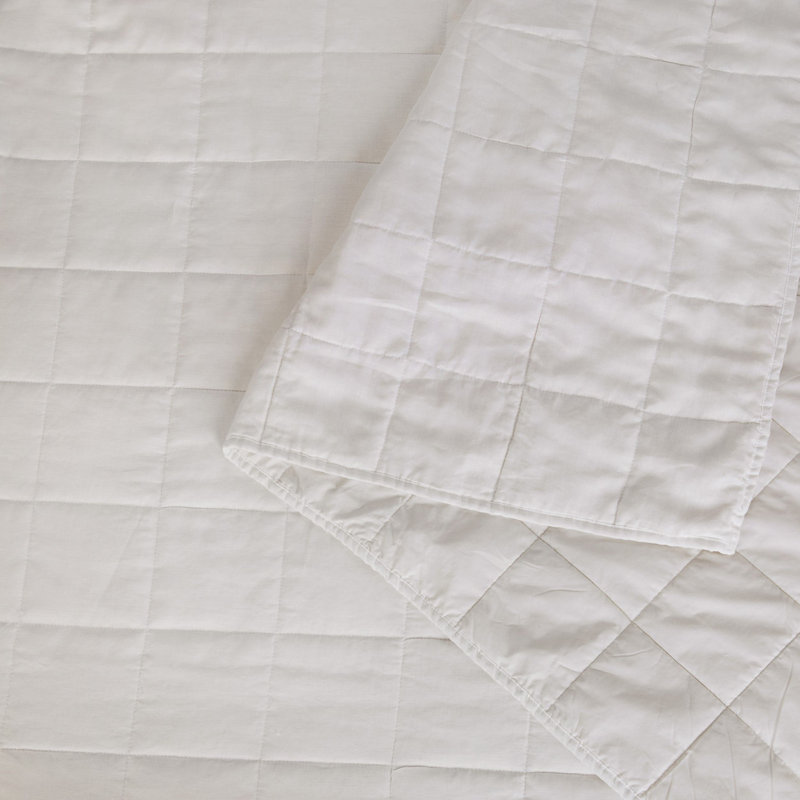 French Linen Box Stitch Quilt, Cream, Queen Quilt