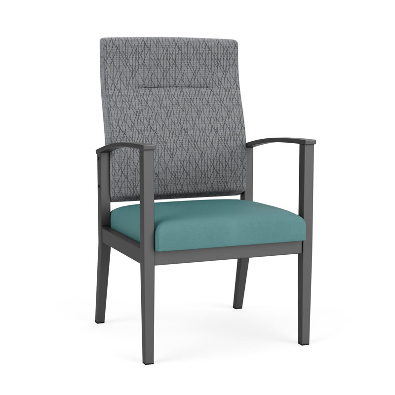 Chaise en métal Amherst, Gris anthracite, Vinyle Patriot Plus Bordeaux