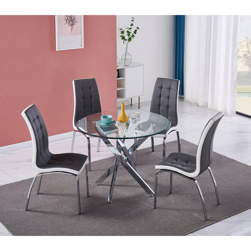 Nexus Dining Table with 4 Vienna Chairs, Grey