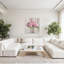 Art contemporain de pivoines abstraites avec fleurs roses-129004616