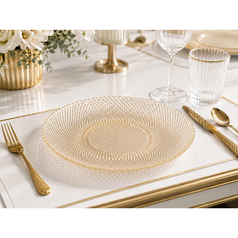 Ensemble de 4 assiettes en verre doré Marquis, Gold