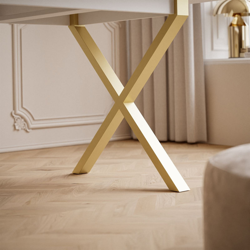 Courtnay Extendable table 140 cm, "X" legs, White