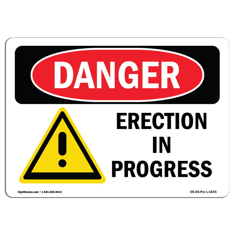Plaque en aluminium Erection In Progress 12 x 18, H 12 po x l 18 po x P 0,1 po