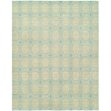 Wool Geometric Area Rug in Ivory/Baby Blue