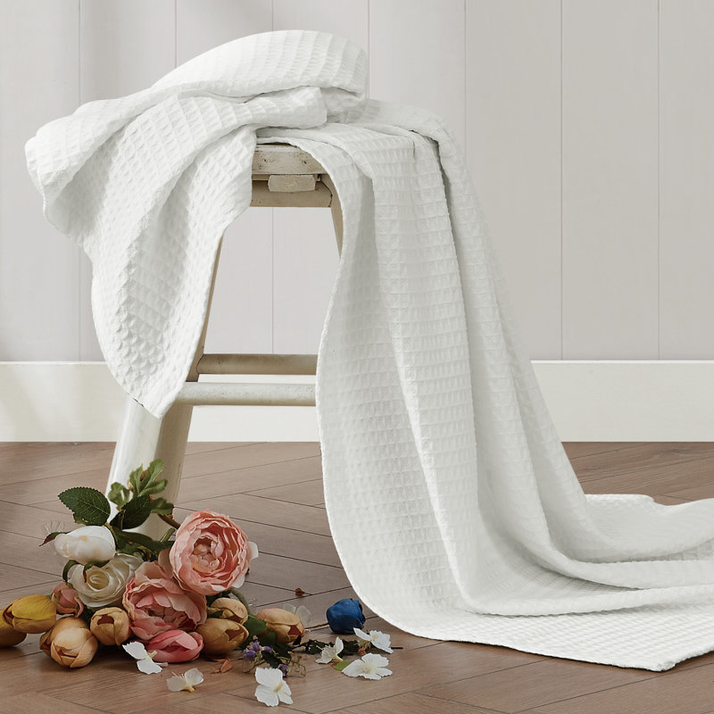 Couverture en coton The Farmhouse par Rachel Ashwell, Jeté, Blanc