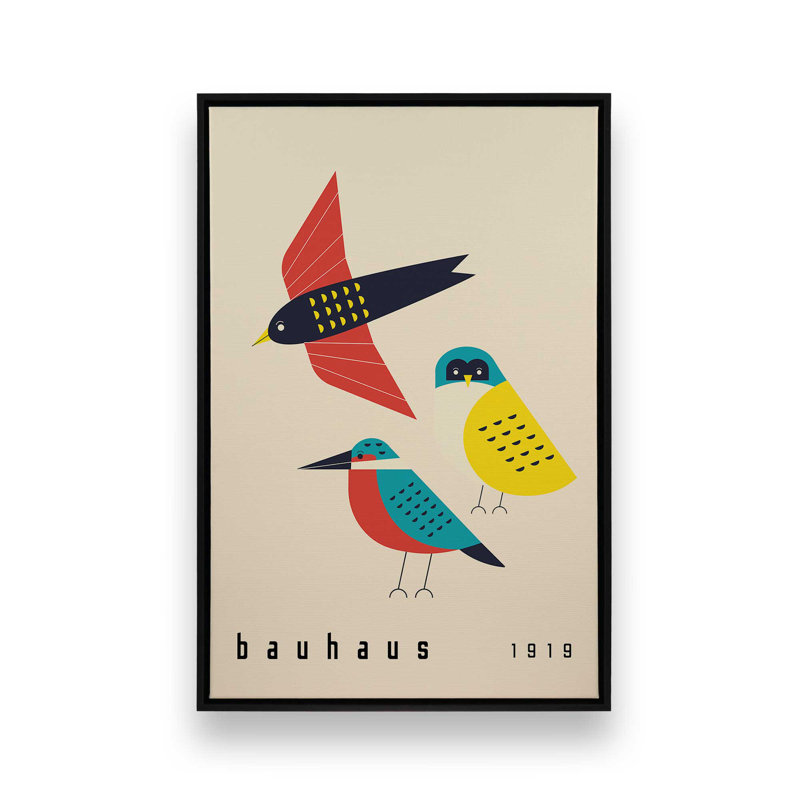 Toile roulée Bauhaus Birds of 1919, Cadre flottant noir satiné, H 18,75 po x l 12,75 po x P 1,75 po