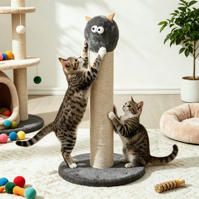 Griffoir pour chat Monster Design, en sisal naturel avec jouet suspendu pour chats d'intérieur