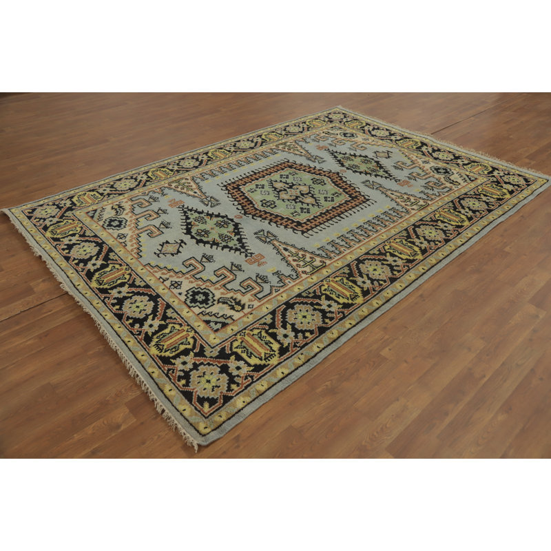 Tapis traditionnel indien en laine fait à la main 6 x 9