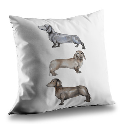 Small dachshund dog brown – Throw Pillow Cover Only, Double-Sided Print, Insert Not Included