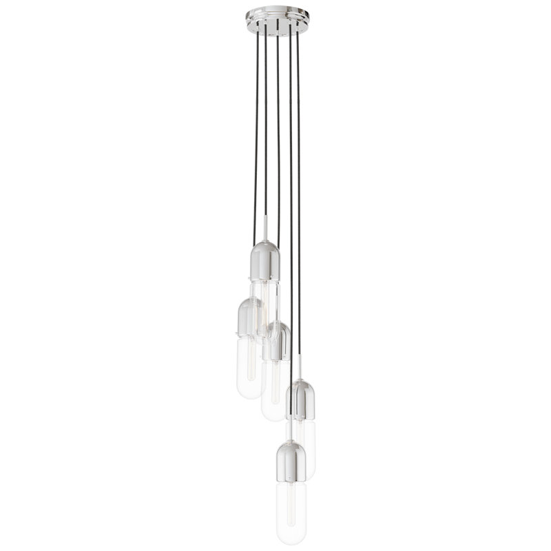 Junio 5 - Light Chandelier, Clear, Polished Nickel