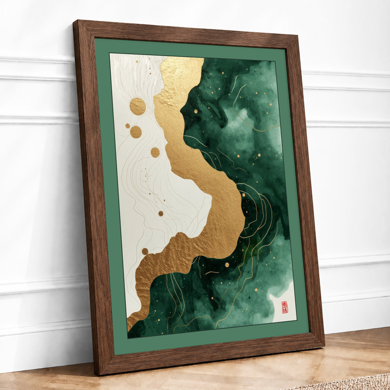 Layered Earth Forms Boho - Framed Print, A2 - 59.4 x 42.0 cm, Walnut