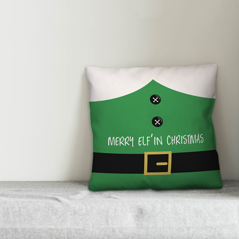  Housse de coussin Merry Elfin Christmas, 18 po x 18 po