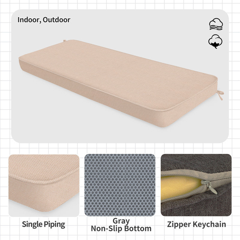 Coussin de banc personnalisable pour mobilier d'intérieur / extérieur / chaise / siège de fenêtre, mousse haute résilience 75D de qualité supérieure