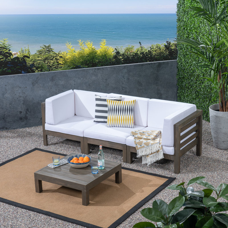 Belle Sofa Seating Group with Cushions, Gray Frame / White Cushion