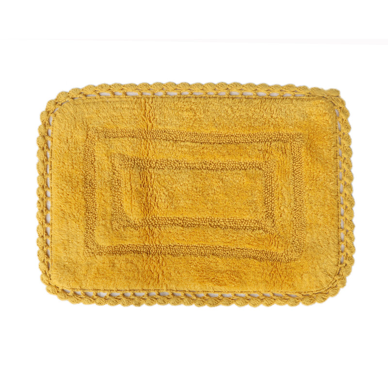 Tapis pour salle de bain Akife, Jaune