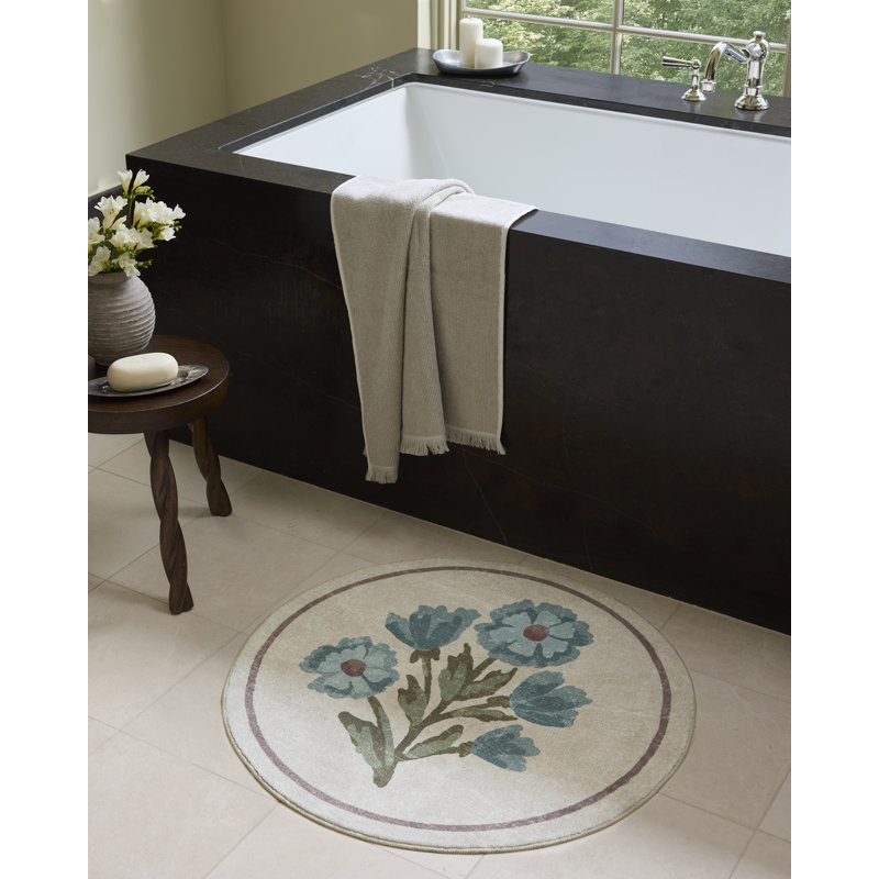 Tapis de bain Chris Loves Julia x Loloi Clove, Ivoire / bleu