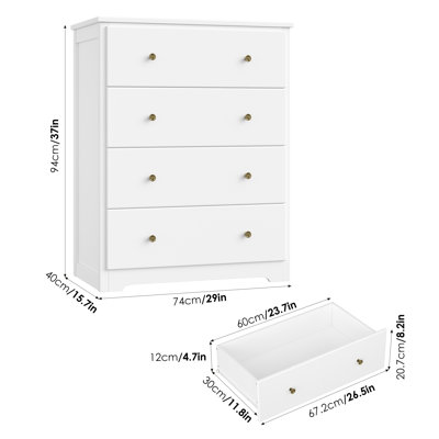 Naewe 29" W Modern 4 Drawer Dresser, Drawer Chest, Wooden Storage Dresser