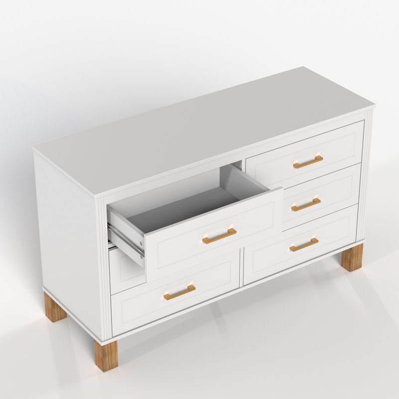 Commode double 6 tiroirs en blanc, Brown