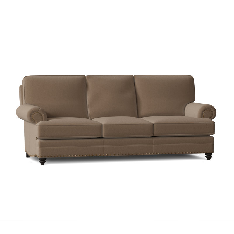Carrado Leather Sofa, French Natural, Cobblestone, Aline Light Gray Stonewash Genuine Leather