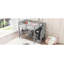 Lit mezzanine double avec bureau en L et tiroirs, armoire et escalier de rangement-552063658