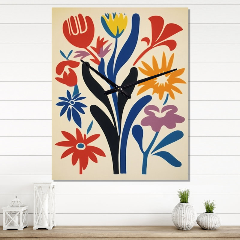 Horloge murale abstraite fleurs abstraites en bleu - animaux hibou, Petit