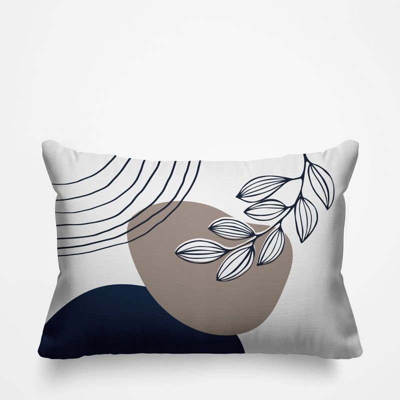 Coussin intérieur / extérieur Lupita, Beige/bleu marine