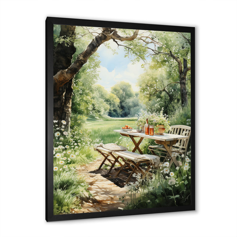 «Food Picnics Tranquil Retreat V», reproduction d'art sur toile, Cadre photo noir, H 20 po x l 12 po x P 1 po