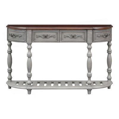 52''Modern And Contemporary Curved Console Table Sofa Table Entryway Table For Hallway Living Room With 4 Drawers And 1 Shelf
