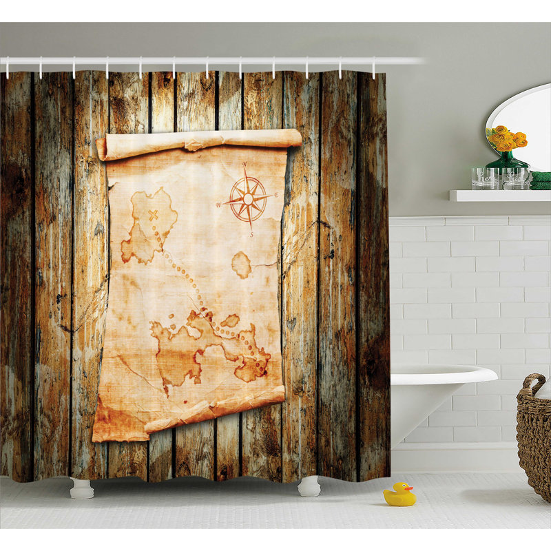 Rideau de douche simple en placage de tissu sur bois de grunge, H 75 po x l 69 po
