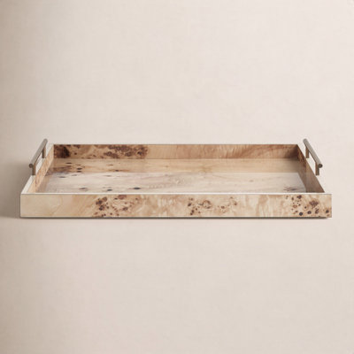 Clouet Rectangular Burl Wood Tray