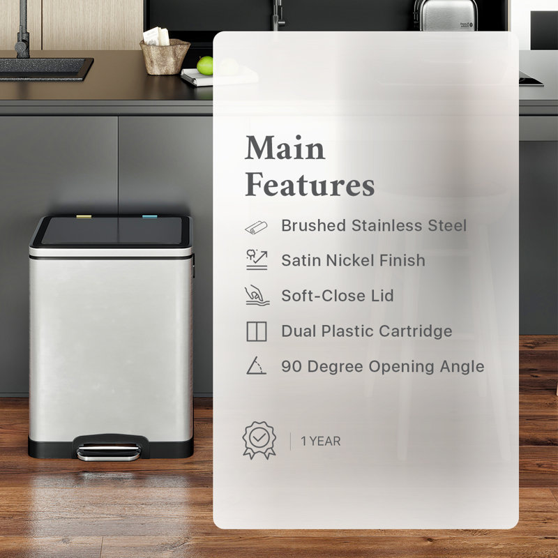 Totti Steel Step On Kitchen Trash Can - 8 Gallons